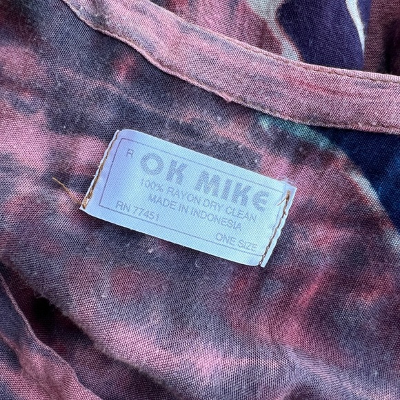 80s/90s Dark Coral Hawaiian Tie Dye Tassel Dress - Picture 5 of 10